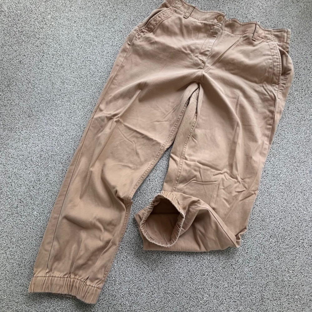 Talbots Jogger Pants Womens L Tan Elastic Cuff Casual Garden Camp Outdoorsy